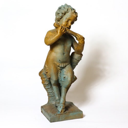 English Garden Pan Statue (31 - Inch) Side Angle View