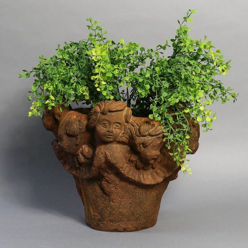 Faces of Cherub pot (10 - Inch) Side Angle