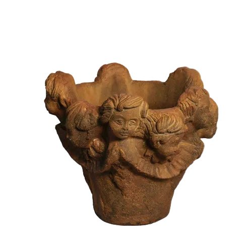 Faces of Cherub pot (10 - Inch) Side View
