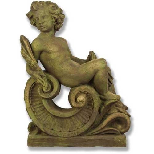 Fall Angel On Scroll Statue (36 - Inch)