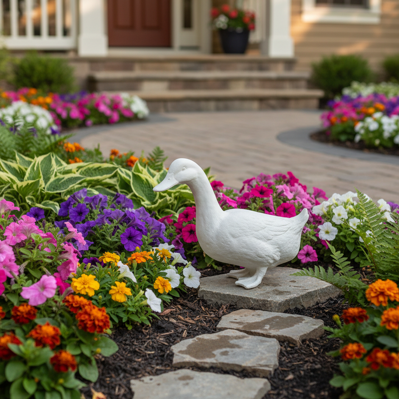 Farm Duck Garden Statue (12 - Inch) Side Angle