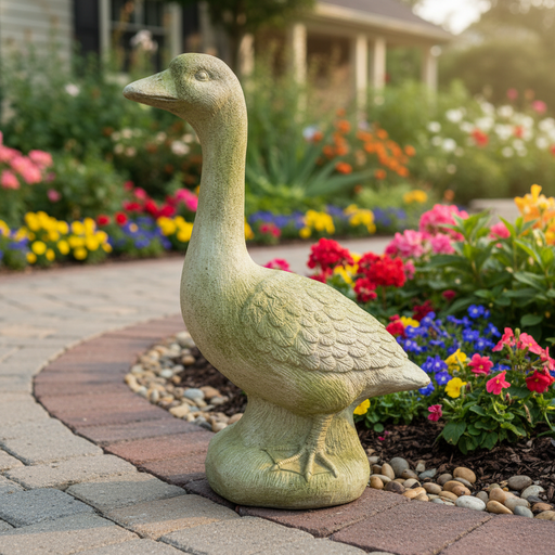 Feathered Goose Bird Garden Statue (21 - Inch) Side Angle