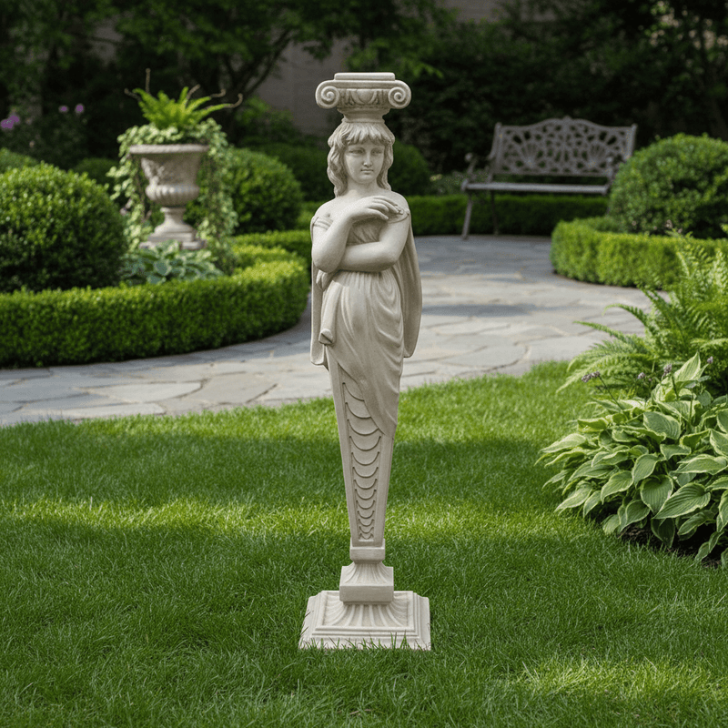 Femme Caryatid Outdoor Statue (53 - Inch) Side Angle