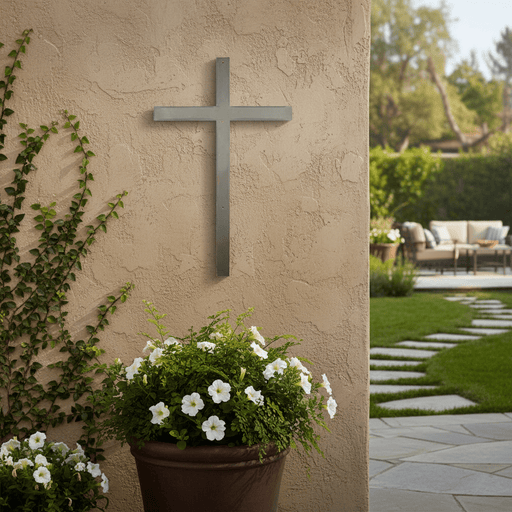 Fiberglass Cross Religious Scene Statue (68-Inch)