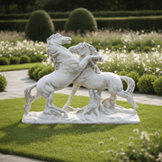 Fighting Horses Garden Statue (20 - Inch) Side Angle