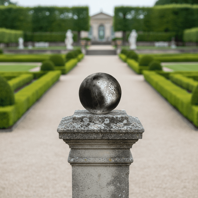 Finial Sphere Outdoor Statue (10 - Inch) Side Angle