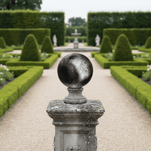 Finial Sphere Outdoor Statue (12 - Inch) Side Angle