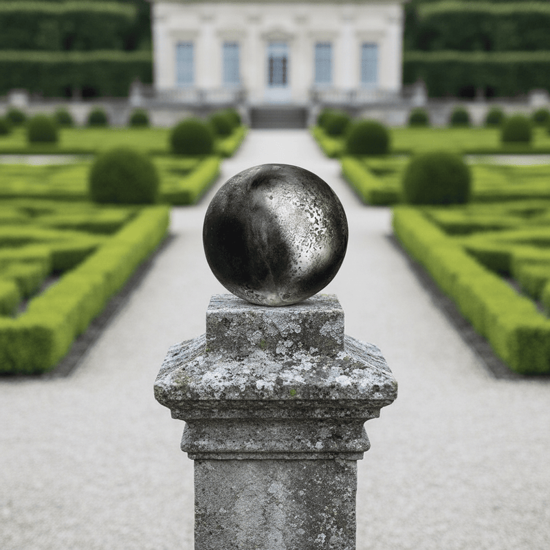 Finial Sphere Outdoor Statue (8 - Inch) Side Angle