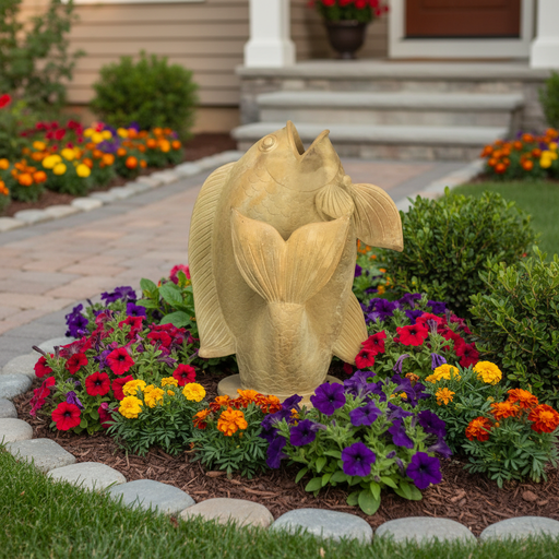 Fish Garden Statue (26 - Inch) Side Angle