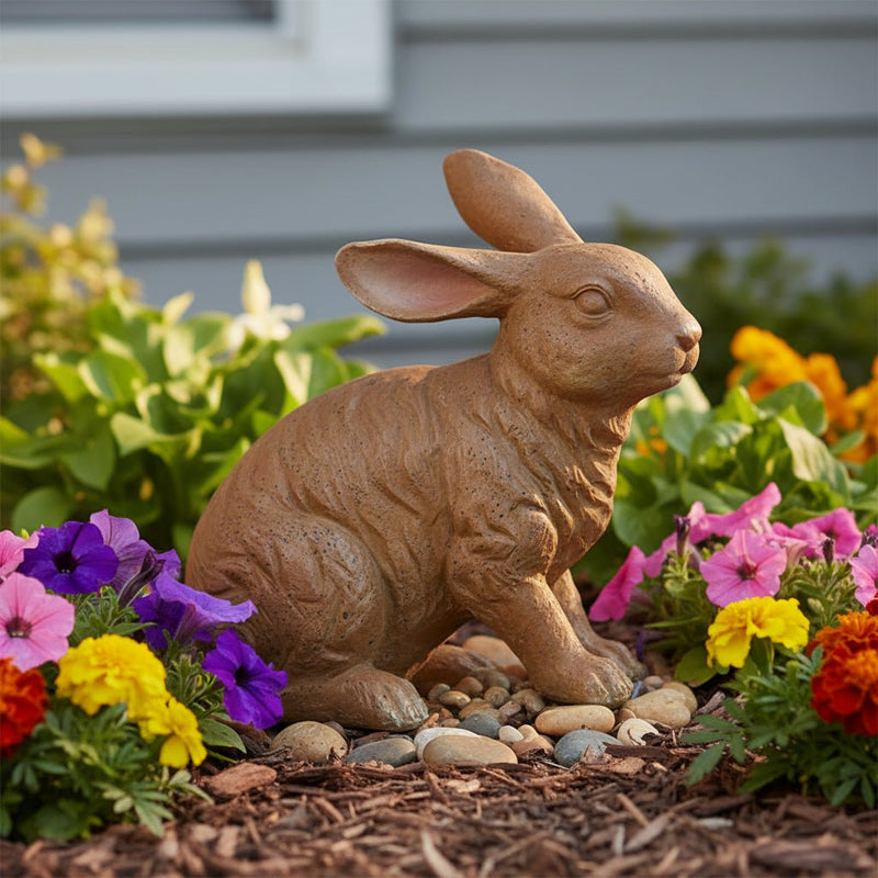 Floppy Rabbit Garden Statue (10 - Inch) Side Angle