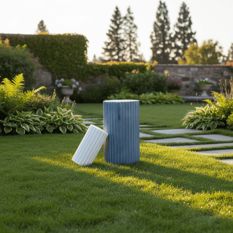 Fluted Shaft Outdoor Statue (15.5 - Inch) Side Angle