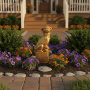 Foo Dog Garden Statue (22 - Inch) Side Angle
