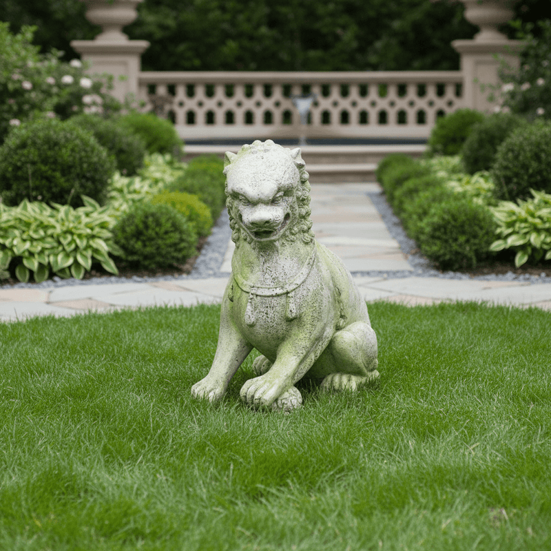 Foo Dog Garden Statue (35 - Inch) Side Angle