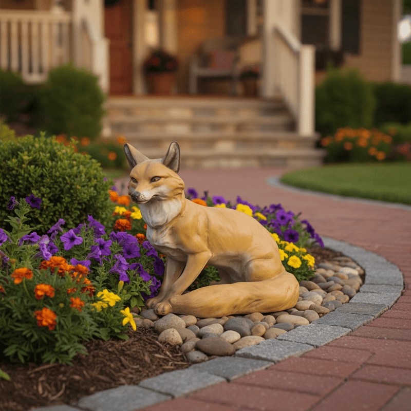 Fox Garden Statue (16 - Inch) Side Angle