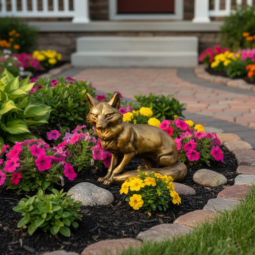 Fox Garden Statue (16 - Inch) Side Angle