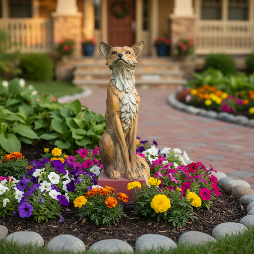 Fox Garden Statue (28.5 - Inch) Side Angle
