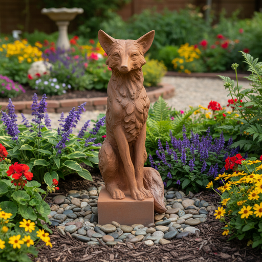 Fox Garden Statue (28.5 - Inch) Side Angle