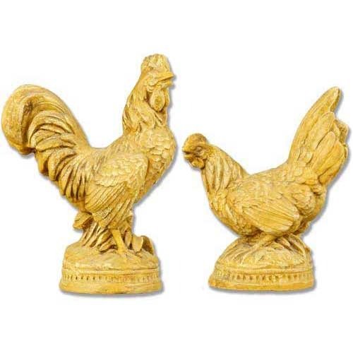 French Rooster Pair Garden Statue (11-Inch)