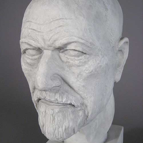 Freud Head on Block Bust Display Decor (14 - Inch)