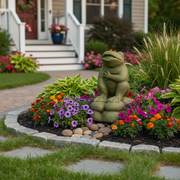Frog Garden Statue (12 - Inch) Side Angle