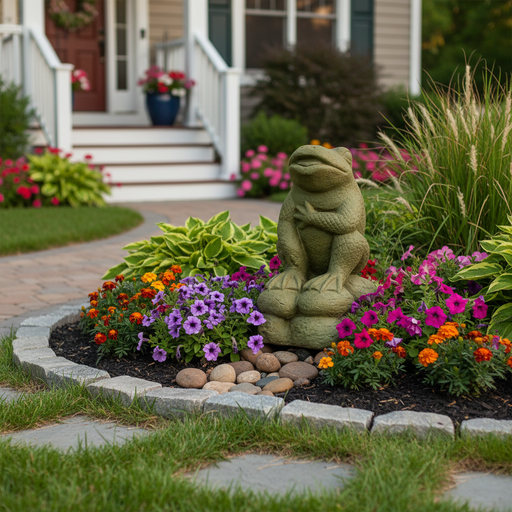Frog Garden Statue (12 - Inch) Side Angle