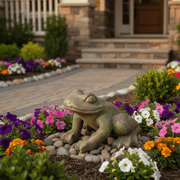 Frog Garden Statue (12 - Inch) Side Angle
