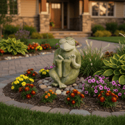 Frog Garden Statue (14 - Inch) Side Angle