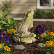 Frog Garden Statue (14 - Inch) Side Angle