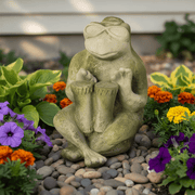 Frog Garden Statue (14 - Inch) Side Angle