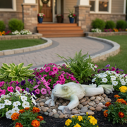 Frog Garden Statue (34 - Inch) Side Angle