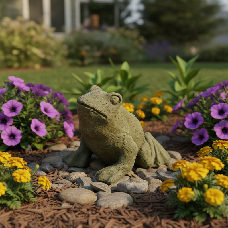 Frog Garden Statue (5 - Inch) Side Angle