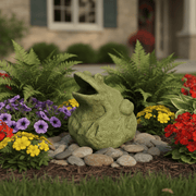 Frog Garden Statue (9 - Inch) Side Angle