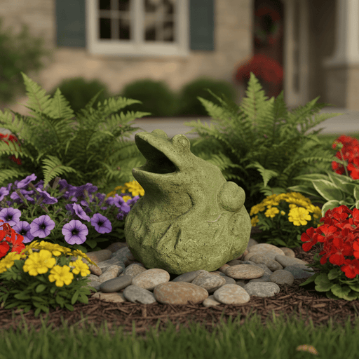 Frog Garden Statue (9 - Inch) Side Angle