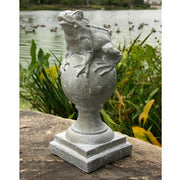 Frog on Finial Outdoor Statue (14 - Inch)