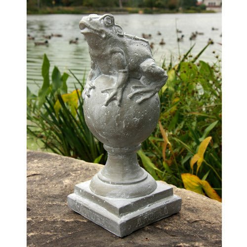 Frog on Finial Outdoor Statue (14 - Inch)