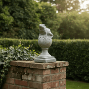 Frog on Finial Outdoor Statue (14 - Inch) Side Angle