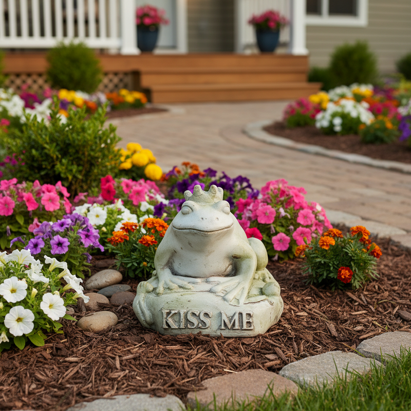 Frog Prince Garden Statue (6.5 - Inch) Side Angle