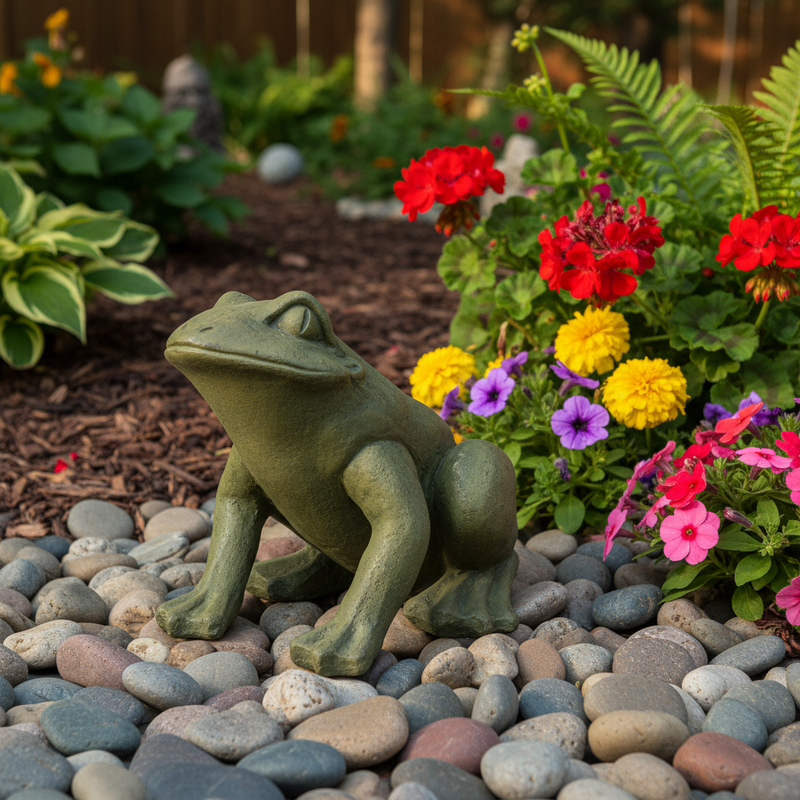 Fuogo Frog Statue (11.75 - Inch) Side Angle