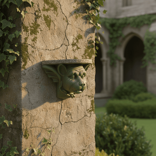 Gargoyle Head Outdoor Bracket (13 - Inch) Side Angle