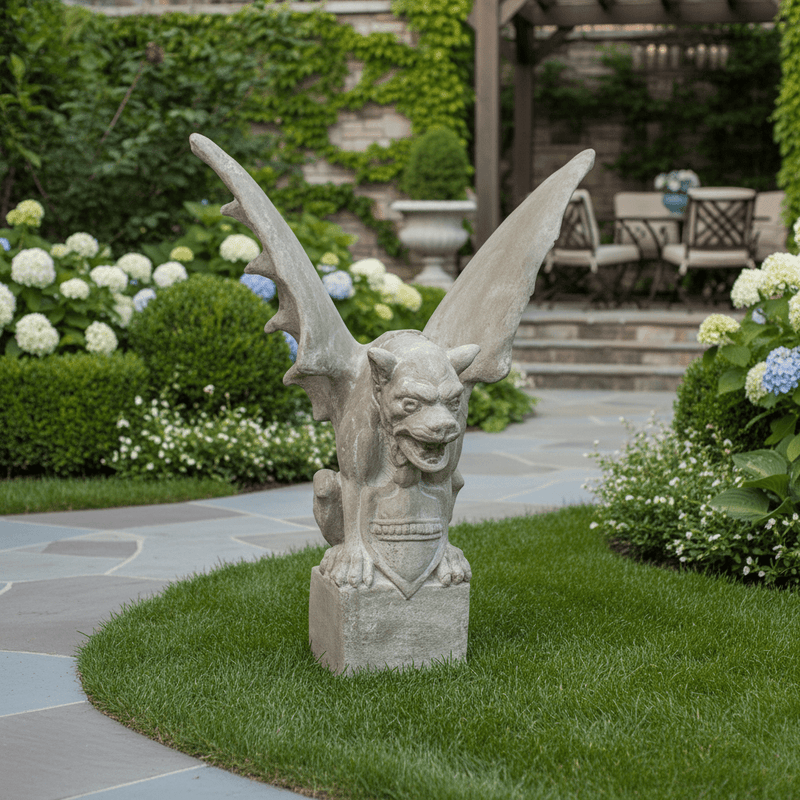 Gargoyle Of Lyon Giant Statue (60 - Inch) Side Angle