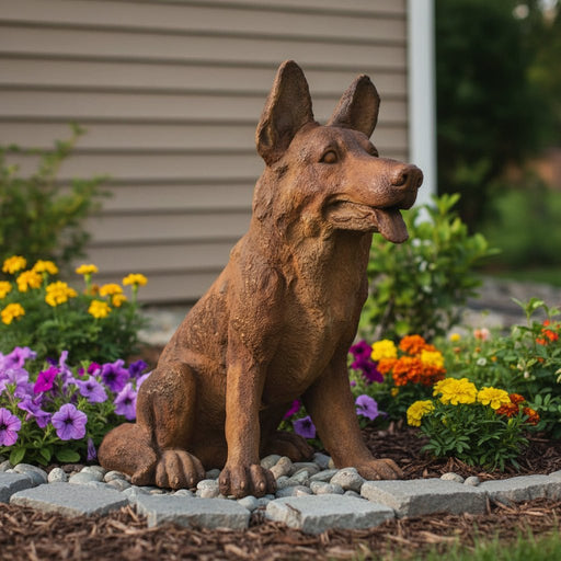 German Shepherd Dog Garden Statue (13 - Inch) Side Angle