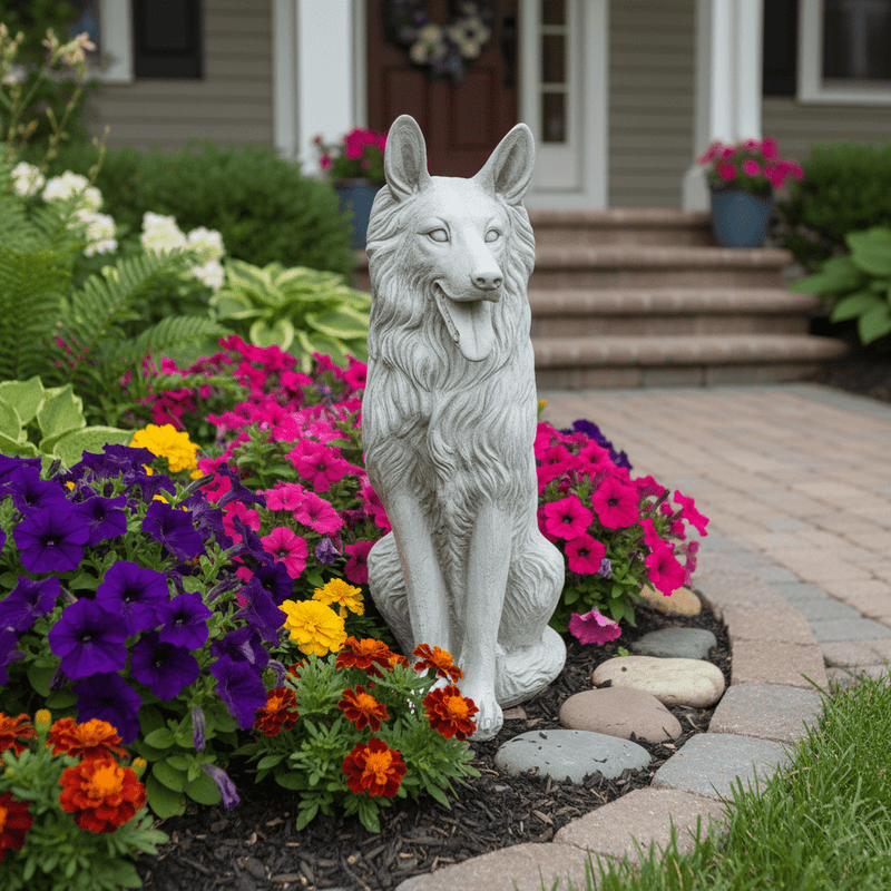 German Shepherd Dog Garden Statue (30 - Inch) Side Angle