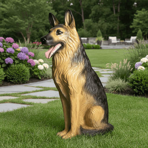 German Shepherd Dog Garden Statue (30 - Inch) Side Angle