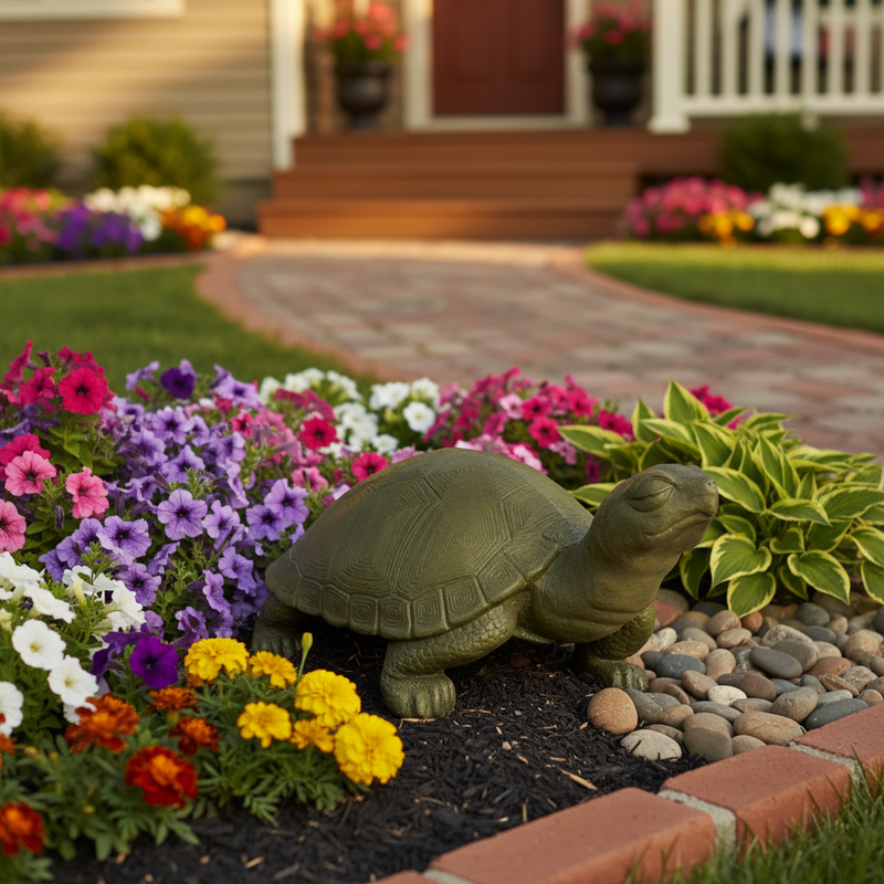 Giant Sleepy Turtle Garden Statue (35 - Inch) Side Angle