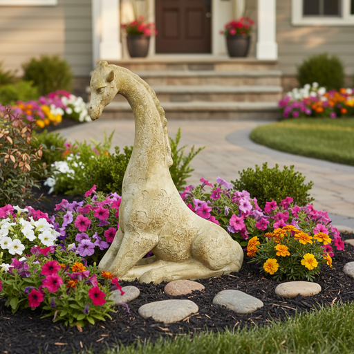 Giraffe Garden Statue (32 - Inch) Side Angle
