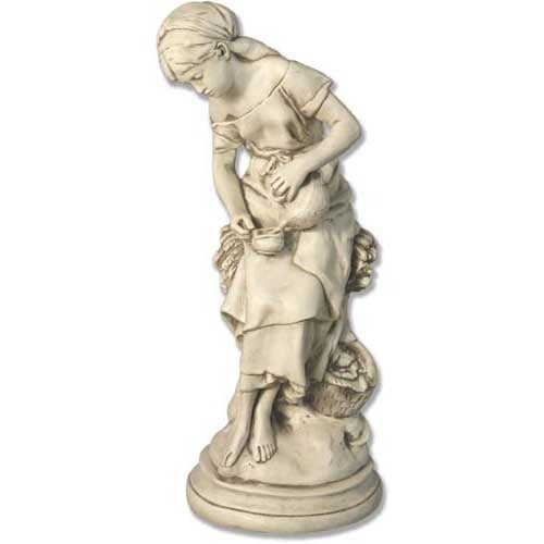 Girl Sitting With Water Can Statue (31-Inch)