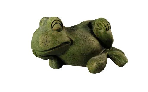 Gossip Frog Garden Statue (6.5 - Inch) Side View