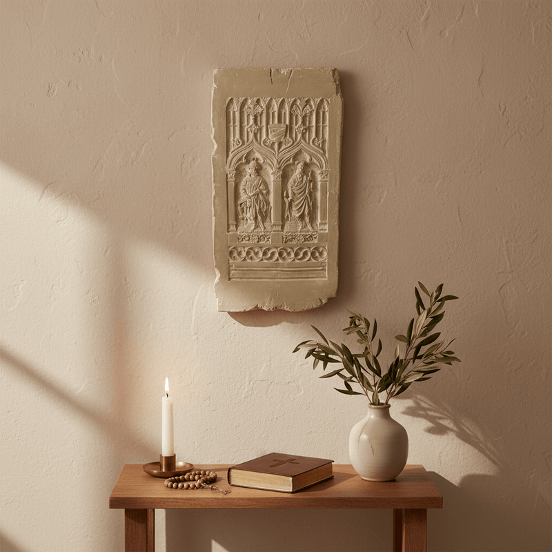 Gothic Door Panel Outdoor Statue (34 - Inch) Side Angle