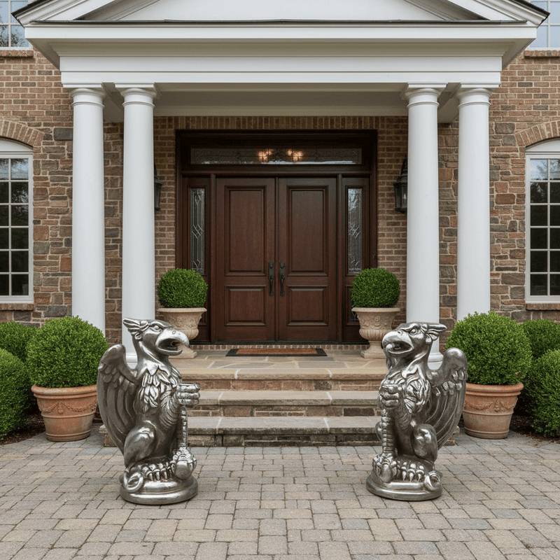 Griffin Candleholder Set Statue (16 - Inch) Side Angle
