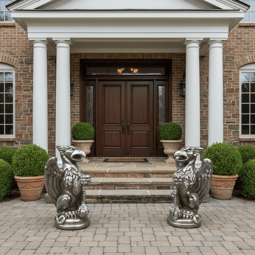Griffin Candleholder Set Statue (16 - Inch) Side Angle